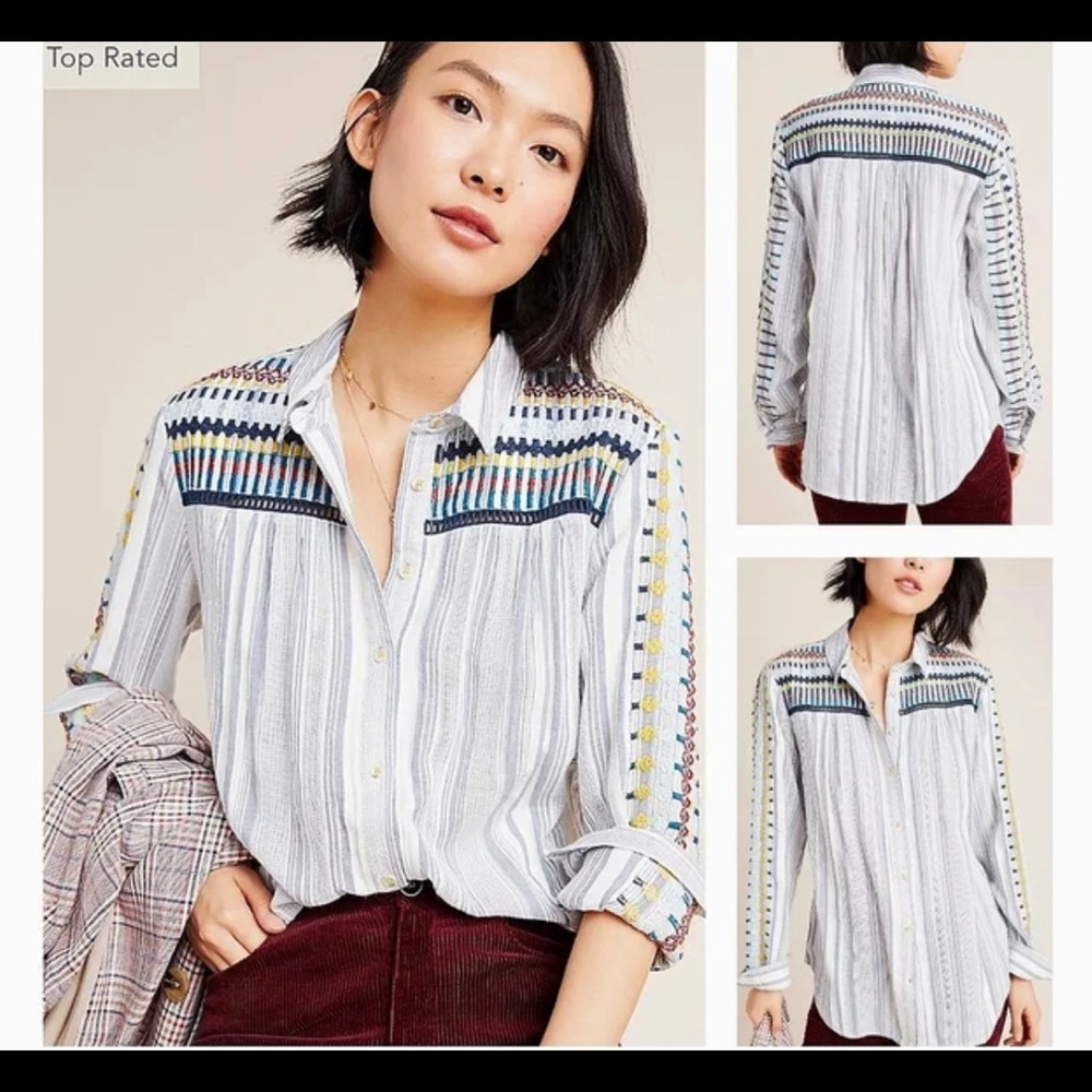 Embroidered button down